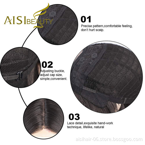 Aisi Beauty Wholesale Vendor Cheap Long Silky Straight Black Wig Swiss Lace Synthetic Hair For Black Women Lace Front Wig
